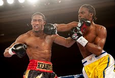 John Jackson (right) lands a hard right to opponent Keandre Leatherwood. (Photo courtesy Aaron Snowell) John Jackson (right) lands a hard right to opponent Keandre Leatherwood. (Photo courtesy Aaron Snowell)