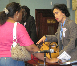 Sen. Nereida Rivera-O’Reilly (right) chats with St. John resident Nydia Lewis. Sen. Nereida Rivera-O’Reilly (right) chats with St. John resident Nydia Lewis.