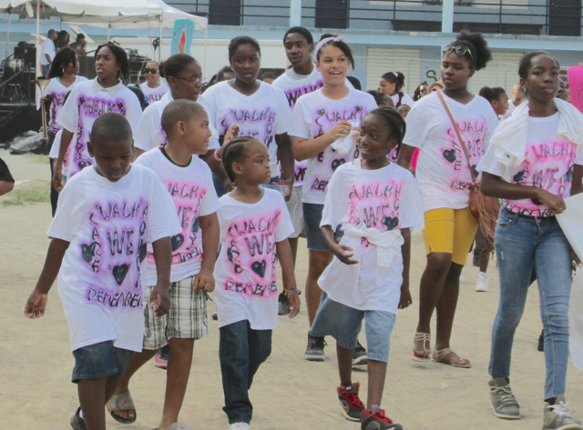 St. John school children march for cancer awareness.