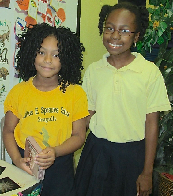 Jah-Niqueqa Henry, 8, and Kwaniqua Monsanto, 10