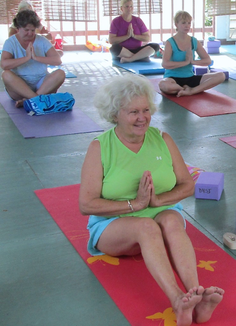 Marie Naisby, front, wanted a yoga class for older women.