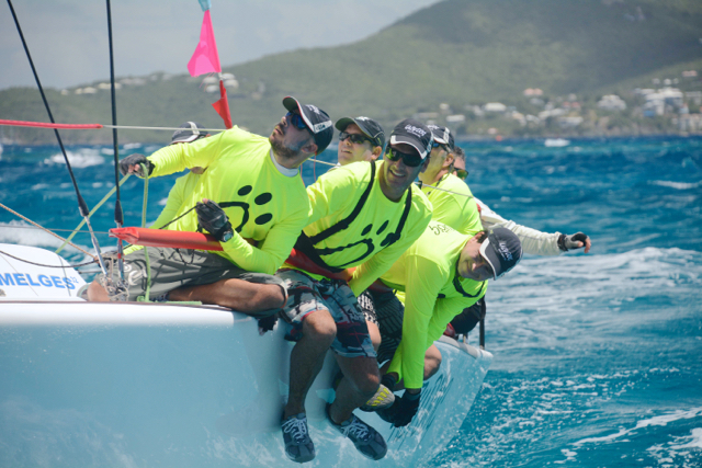 Puerto Rico&rsquo;s Sergio Sagramoso and his Melges 32 leads this one-design class on the regatta's second day. (Photo © STIR/Dean Barnes).