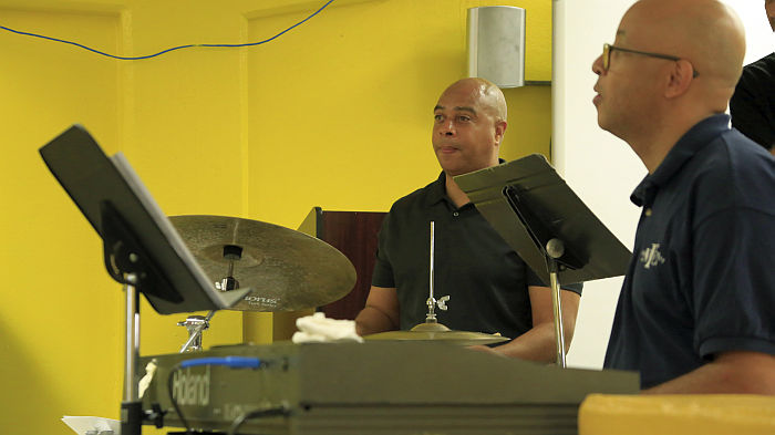 Drummer Dion Parson and his 21st Century Band perform at Ulla F. Muller Elementary. (Source file photo)