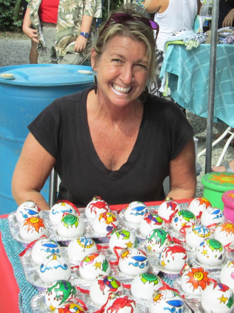 Stephanie Clark offered porcelain Christmas ornaments at the Bizarre Bazaar.