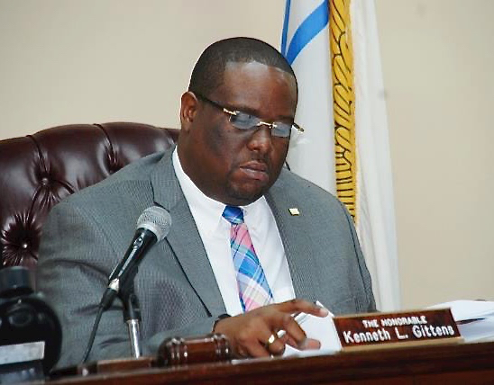 Sen. Kenneth Gittens chairs the meeting of the Senate Rules and Judiciary Committee. (Photo by Barry Leerdam, provided by the V.I. Legislature)