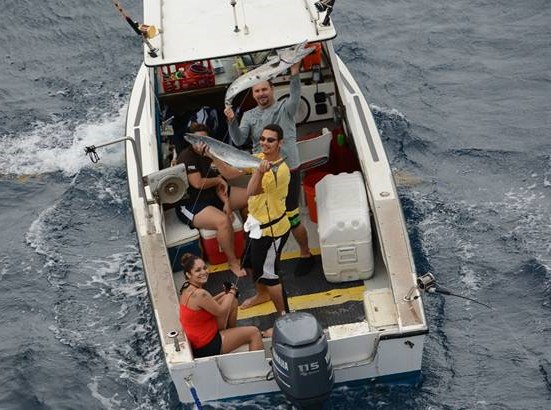 Anglers aboard C-Hawk show their catch in the 2015 Bastille 