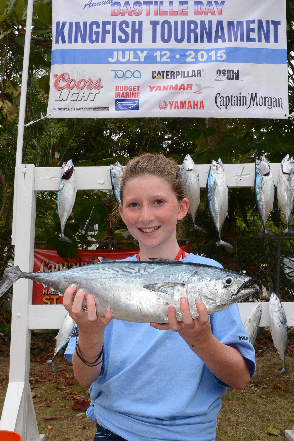 Bella Gatcliffe, Best Junior Female and Largest Bonito, in 2015 Bastille Day Kingfish Tournament (credit - Dean Barnes)