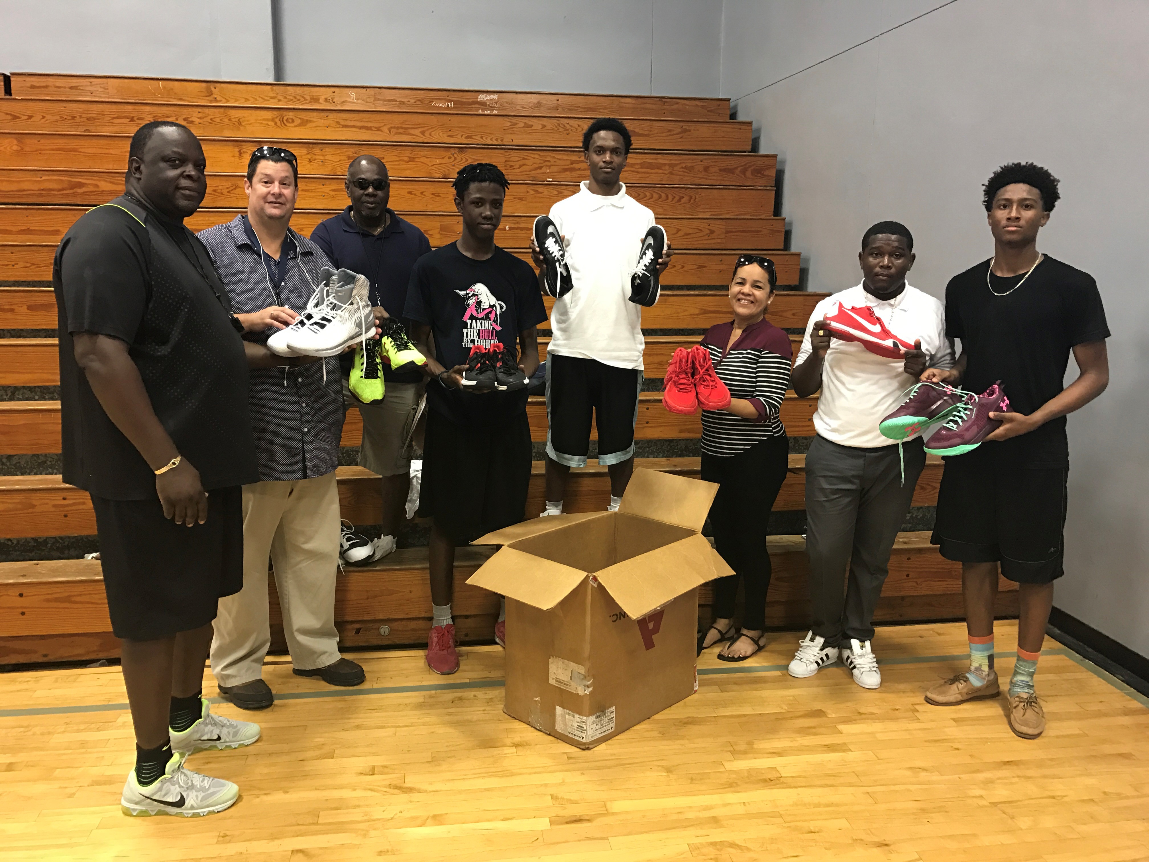 Donations of sneakers were given to V.I. students.