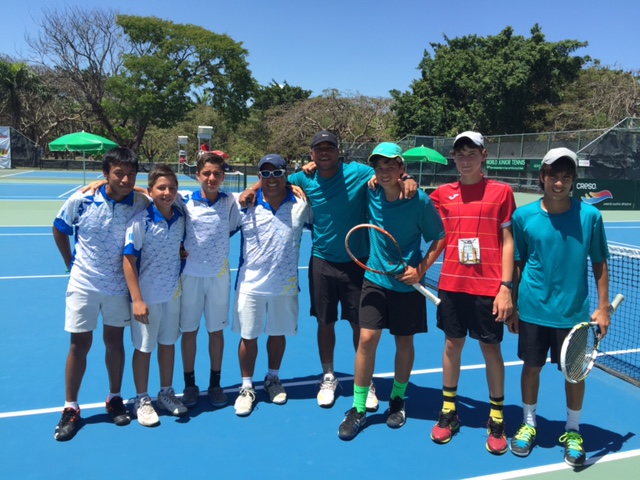 Winning team from Guatemala with V.I. team Coach Kevin Motta, Russell Armstrong, Alec Kuipers and Nayan Bansal