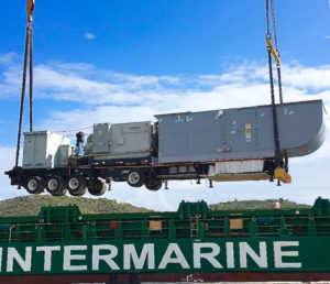 WAPA's new generator, designated Unit 26, is unloaded on St. Thomas Sunday. (Photo provided by WAPA)