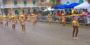 The St. Croix Majorettes lit up the route with their bright costumes.