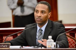 Attorney General Claude Walker in an April photo, testifying at a V.I. Senate hearing.. (Photo by Barry Leerdam, provided by the V.I. Legislature)