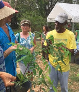 St. Thomas farmer Charles Leonard gives growing tips to shoppers at the March 25 St. John Garden Fair.