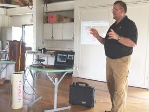 Frank Cummings presents the latest information on lionfish at a session at the Unitarian Universalists on St. John.