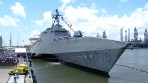 USS Gabriel Giffords moored in the Port of Galveston, Texas (U.S. Navy photo)