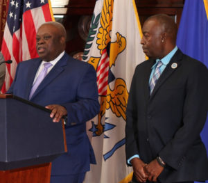 Gov. Kenneth Mapp and Lieutenant Governor Osbert Potter speak to a series of issues Monday.