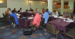 Centennial Commission members meet Thursday at the Windward Passage Hotel to discuss upcoming activities and events.