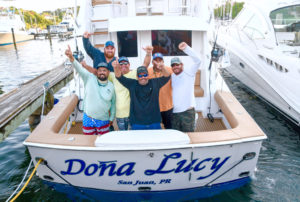 The anglers of Doña Lucy celebrate winning top boat Sunday in the Atlantic Blue Marlin Tournament. (Photo submitted by ABMT)