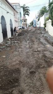 Storm damage to roads on Tortola, BVI, after Aug. 7 flooding (BVI government photo)