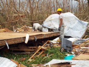 Unidentified National Guard personnel clear debris in Estate Castle Burke on St. Croix Sept. 21. (Photos provided by the V.I. National Guard)