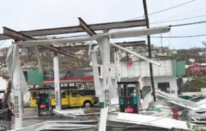 Hurricane Irma's force threw this catamaran on top of a dockside building. (Love City Strong)