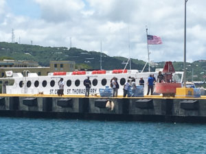 On St. Croix, supplies are loaded onto the ferry for storm-damaged St. Thomas. (Marina Ricci photo)photo