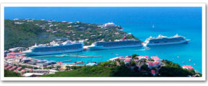 Cruise ships docked at St. Thomas, Virgin Islands in July, two months before Hurricanes Irma and Maria changed so much in the territory.