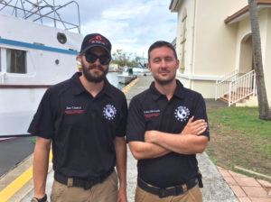 The Global Disaster Immediate Response Team – known as DIRT – brought Zac Clancy, left, and Luke Harwath to St. John. In their other lives, Clancy is an IT programmer and Howarth a filmmaker.