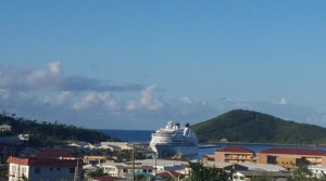 Seabourne Odyssey pays a call on Charlotte Amalie Friday, the first cruise ship visit since the island was hit by Hurricanes Irma and Maria.