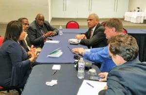 Members of the V.I.'s tourism delegation meet with officials from Carnival Corporation in Mérida. 