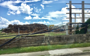 A big debris piles near Addelita Cancryn Junior High School on St. Thomas.