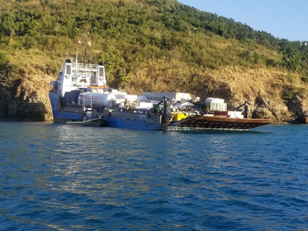 Coast Guard crews respond to the grounding of the Ocean Spirit I Tuesday morning off the entrance of the East Gregory Channel of Charlotte Amalie Harbor in St. Thomas.