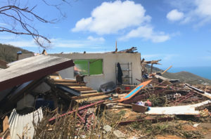 The view is about all that remains of this home on St. Thomas’ Northside, post Hurricane Irma. Photo by Kelsey Nowakowski.