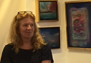 Danish director Helle Stenum discusses her film during a screening at the Bajo El Sol Gallery on St. JOhn.