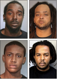 Police are seeking these four 'persons of interest' in Saturday's double homicide. Clockwise, from upper left, Elijah Jackson, Jamal J. Young, Ivan James and Malachi Benjamin. (VIPD photos)