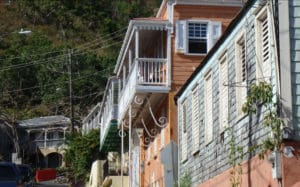 Houses climb the hill on Garden Street.