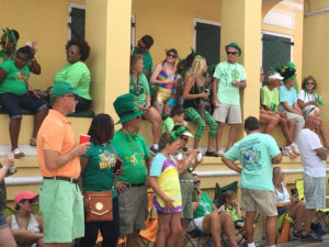 A festive crowd gathers to view the parade from the front steps of Government House in St. Croix. (Ivy Hunter photo)