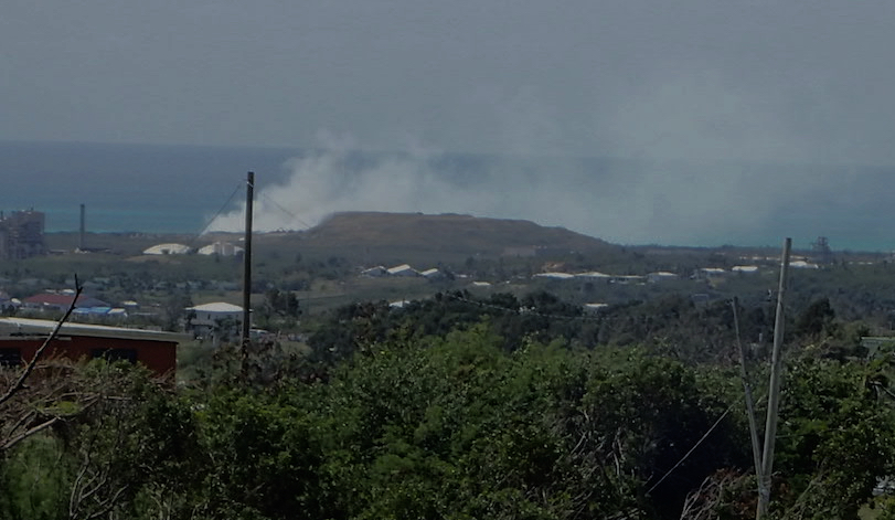 Smoke from a March fire at the Anguilla Landfill caused a smokey day on St Croix. Another fire broke out at the landfill Sunday. (Susan Ellis photo)