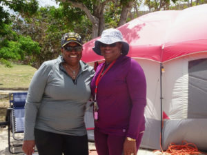 During Easter campign, Jamilah Haarvey Moorehead, who is retired from the military, shares a tent with her 'girly-girly' twin, Vivienne Harvey Pacquette. (Anne Salafia photo)