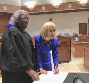 District Court Chief Judge Wilma Lewis administered the oath of office to the U.S. Attorney for the Virgin Islands Gretchen Shappert.