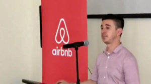 Airbnb's lead regional policy manager Carlos Munoz, who spoke on St. Thomas Thursday. (Facebook photo)