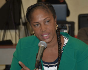 Masserae Sprauve-Webster presents the proposed budget for Frederiksted Health Care.
