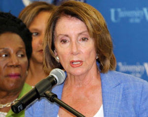 House Minority Leader Nancy Pelosi shares her observations after touring Puerto Rico, St. John and St. Thomas. (James Gardner photo)