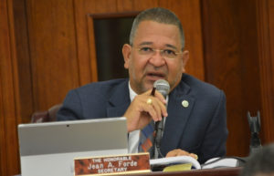 Sen. Jean Forde pushes Education officials for information about personnel issues in the department during Monday's Finance Committee hearing.