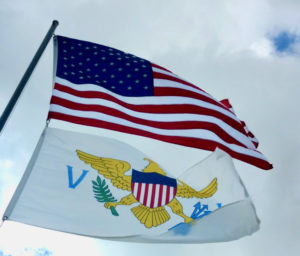 Virgin Islands flag with flag of the United States of America