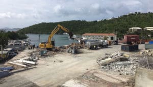 The Lumberyard Complex in Cruz Bay being cleared in October, s year after it was torn apart by Hurricane Irma.