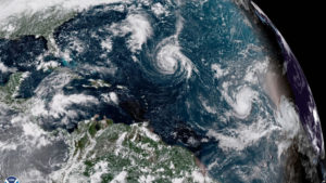 Sept. 8 NOAA satellite photo of Hurricane Florence forming and taking aim at the Carolina coast. 