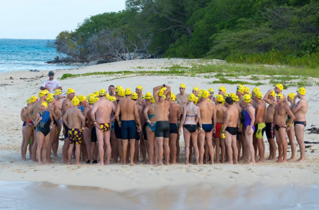 Swimmers prepare for the St. Croix Triathlon. (Photo provided by VI TRI)