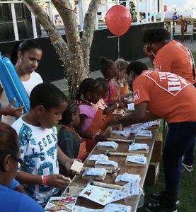 Home Depot set up a kids activity center in Emancipation Garden, with do-it-yourself projects.