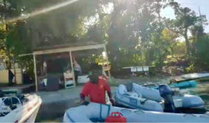 Screenshot of a video that purports to show Dalton Powell stealing from dinghies on St. John.